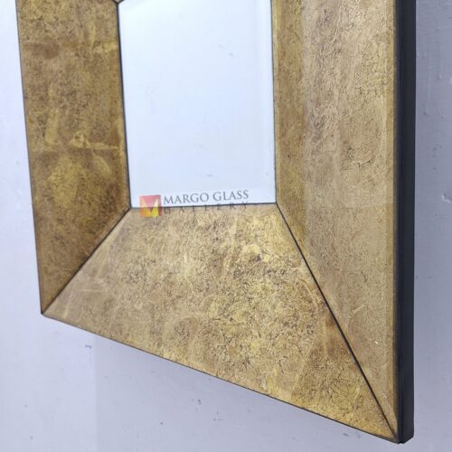 MG 018111 Square Gold Wall Mirror Eglomise 67 x 67 Cm – Handcrafted eglomise mirror silver eglomise glass handcrafted in Indonesia