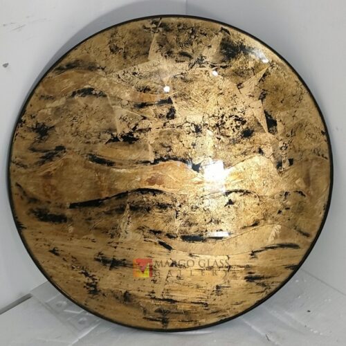 MG 018114 Eglomise Round Mirror Dia 80cm – Classic eglomise mirror silver eglomise glass handcrafted in Indonesia