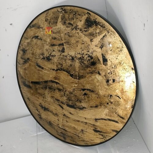 MG 018114 Eglomise Round Mirror Dia 80cm – Handcrafted eglomise mirror silver eglomise glass handcrafted in Indonesia