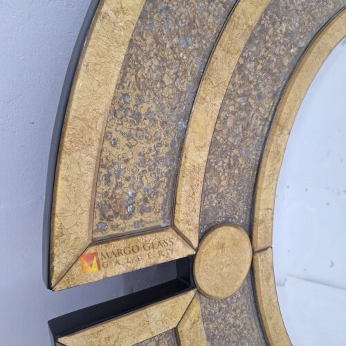 MG 018120 Round Eglomise Cristal gold 120x120cm – Luxury eglomise mirror silver eglomise glass handcrafted in Indonesia