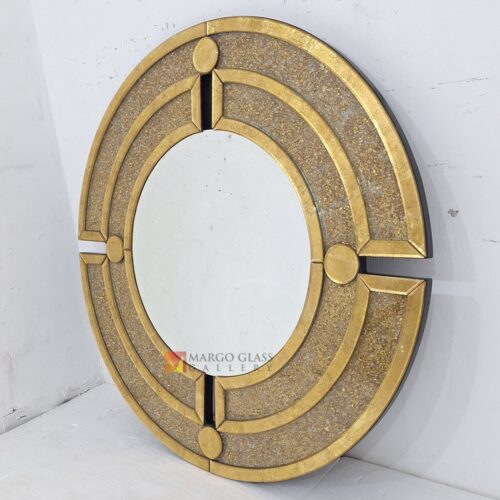 MG 018120 Round Eglomise Cristal gold 120x120cm – Premium eglomise mirror silver eglomise glass handcrafted in Indonesia