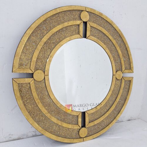 MG 018120 Round Eglomise Cristal gold 120x120cm – Elegant eglomise mirror silver eglomise glass handcrafted in Indonesia