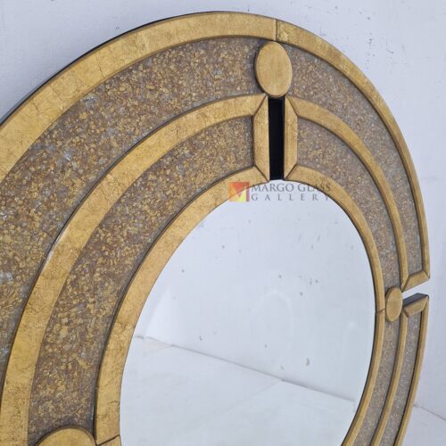 MG 018120 Round Eglomise Cristal gold 120x120cm – Classic eglomise mirror silver eglomise glass handcrafted in Indonesia
