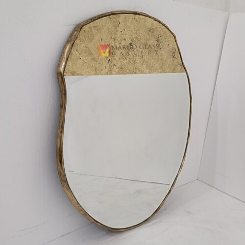 MG 018122 Organic Eglomise wall mirror 100x80cm – Classic eglomise mirror silver eglomise glass handcrafted in Indonesia