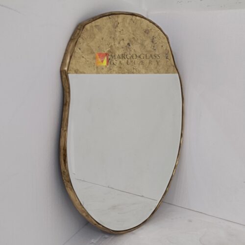 MG 018122 Organic Eglomise wall mirror 100x80cm – Elegant eglomise mirror silver eglomise glass handcrafted in Indonesia