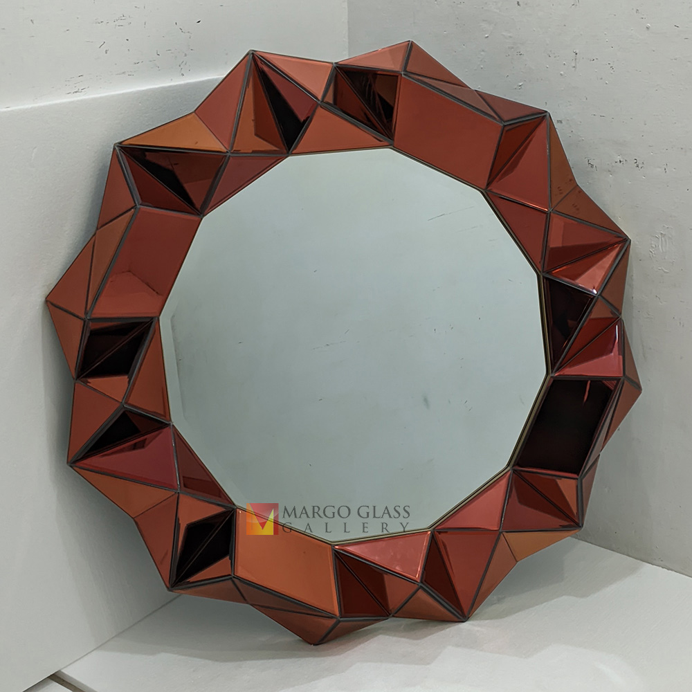 Round Wall Mirror 3D Red