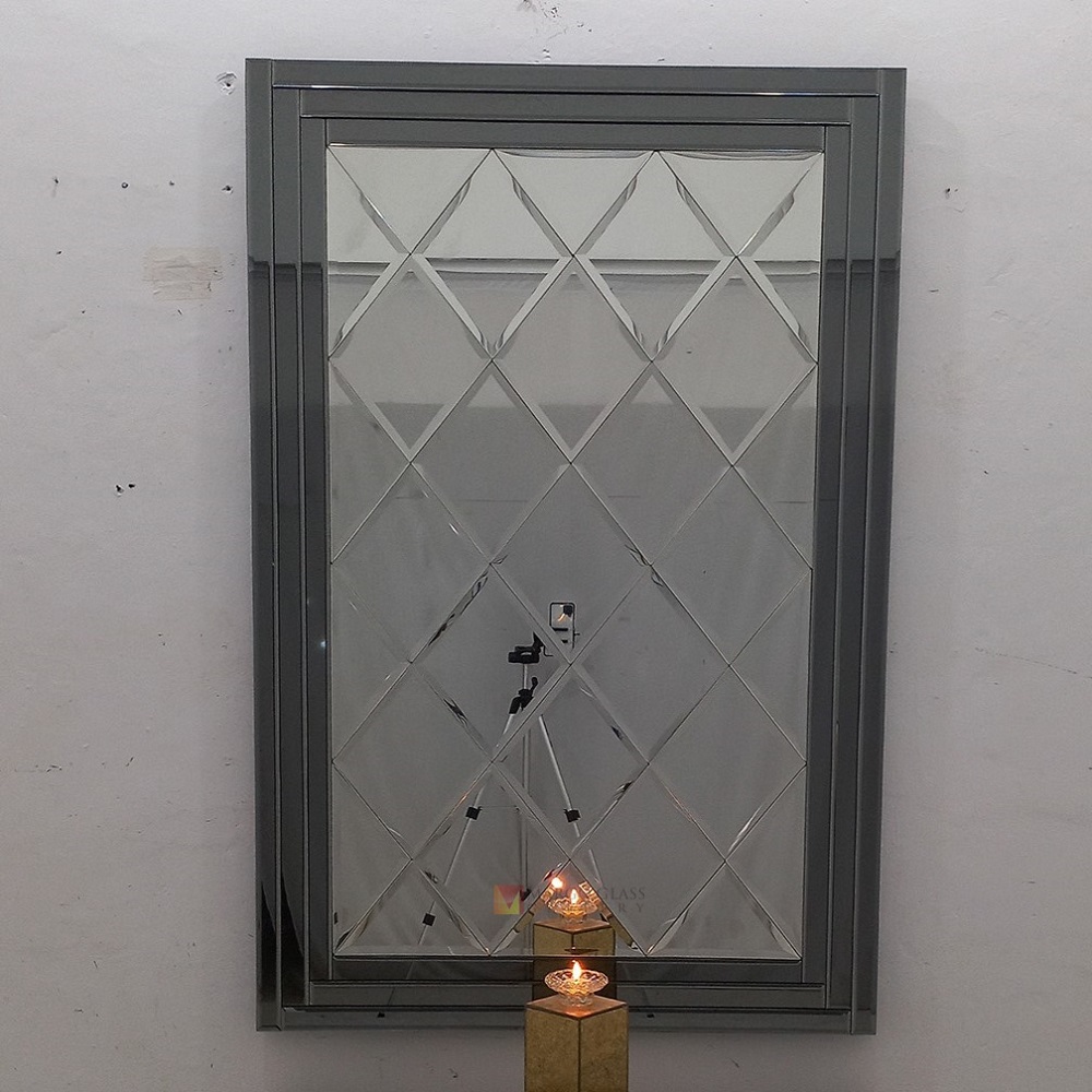 Bevel Wall Mirror Gray Frame MG 004836 