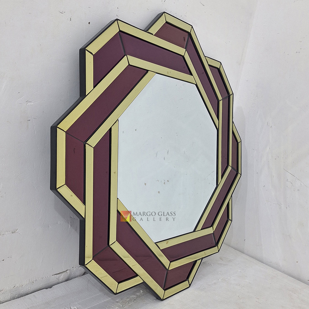Deco Wall Mirror Octagonal Purple List Yellow MG 004897