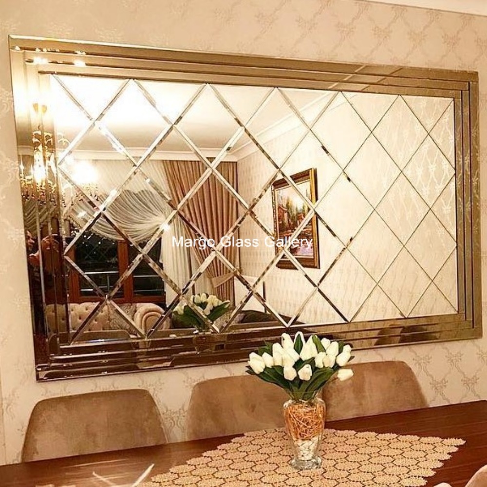MG 065009 Bevel Wall Mirror with Brown Frame