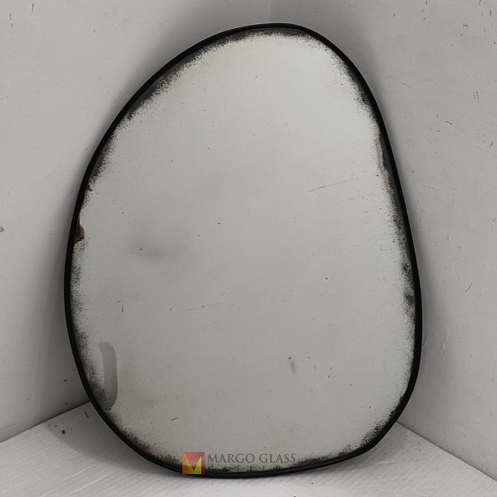 Antique Organic Wall Mirror Black Beaded MG 014523 