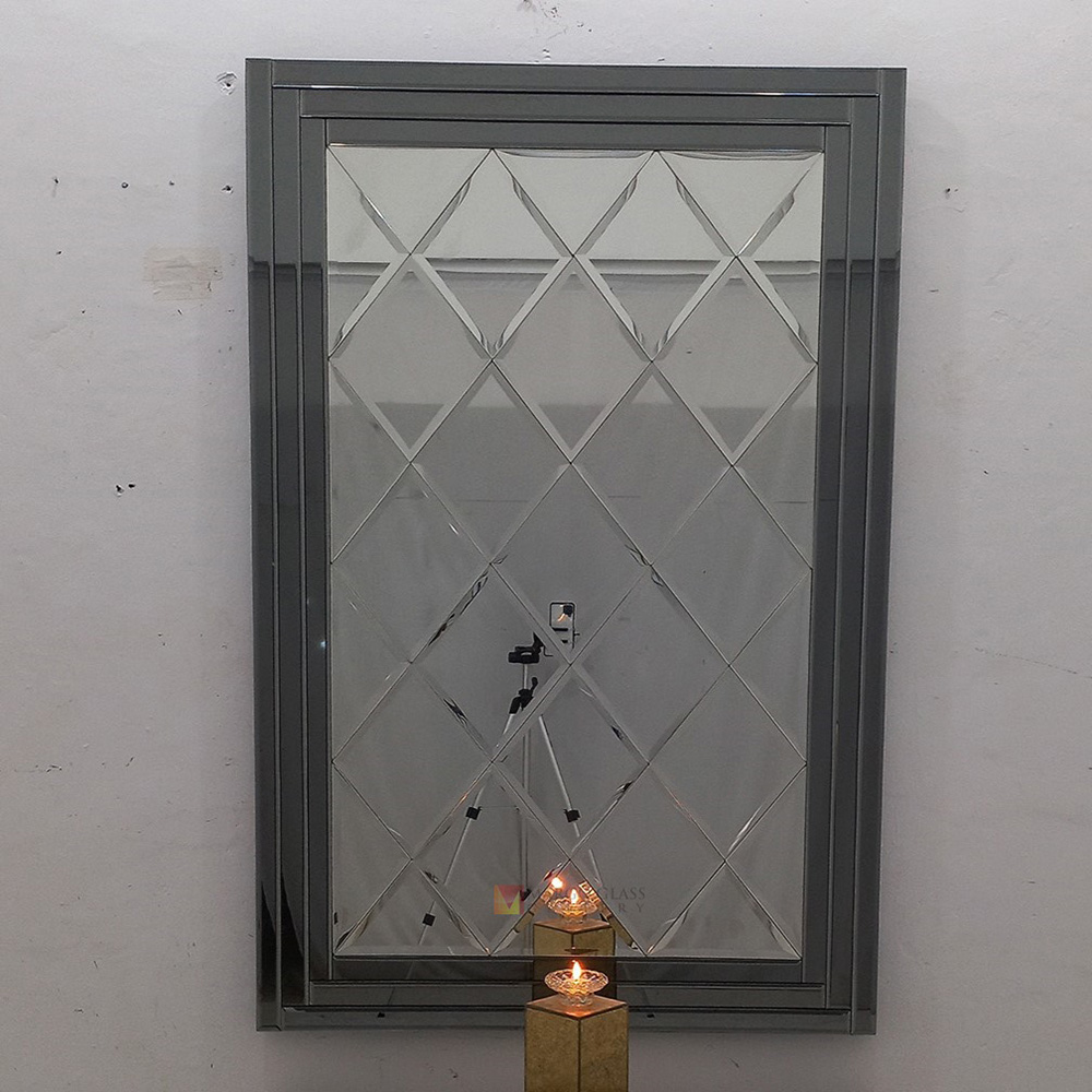 Bevel Wall Mirror Gray Frame MG 004836