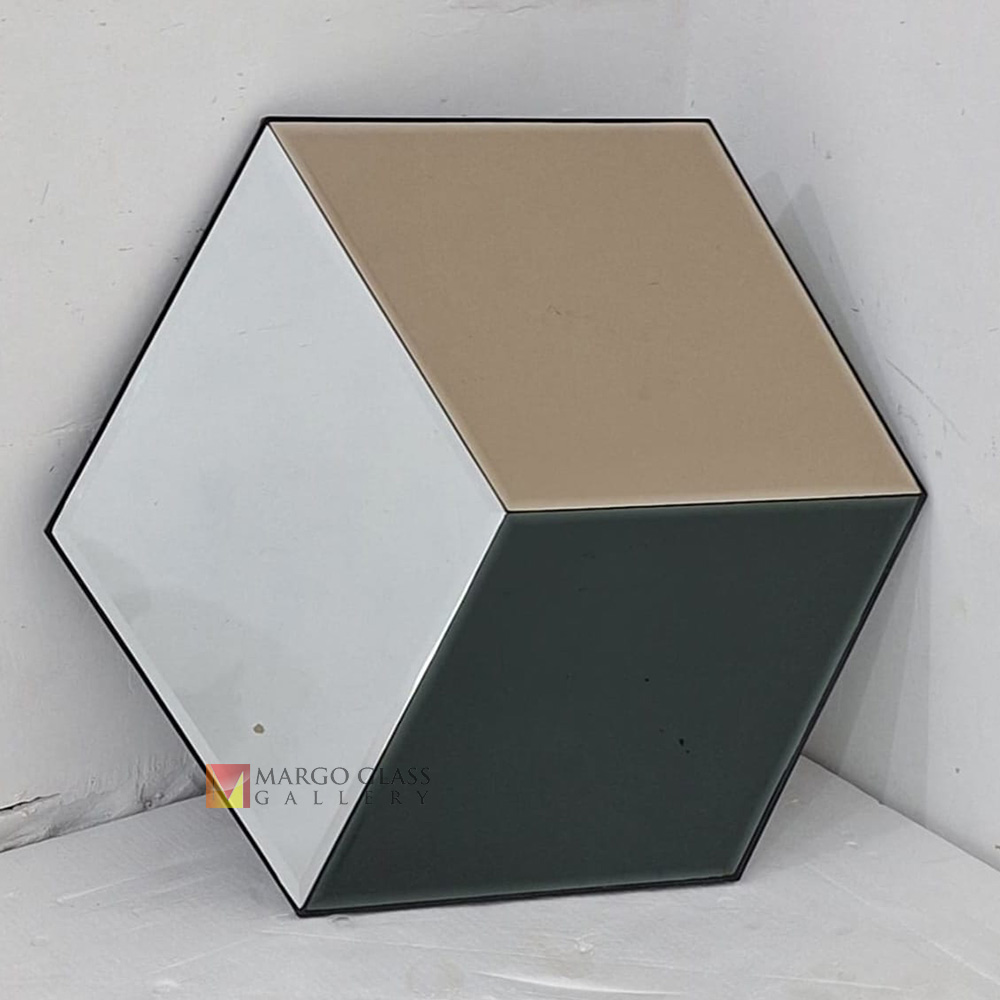 Cubes Wall Mirror Silver Brown Black MG 004894
