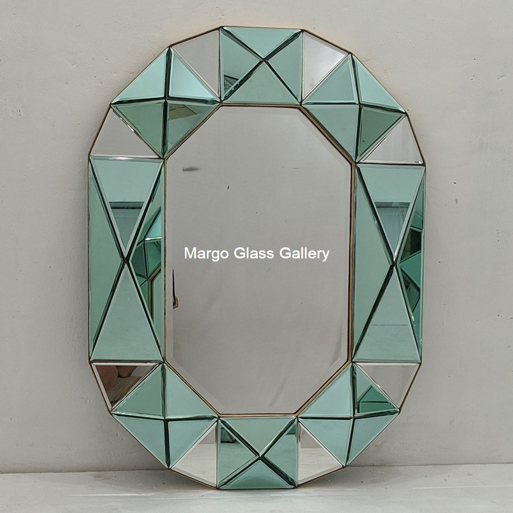 Octagonal 3D Wall Mirror Green MG 004710