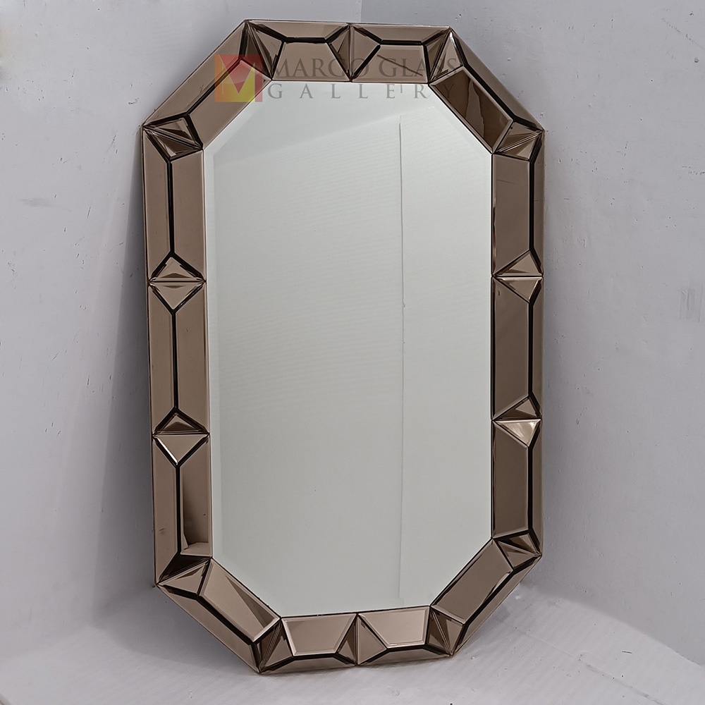 Octagonal Wall Mirror Brown 3D MG 004805