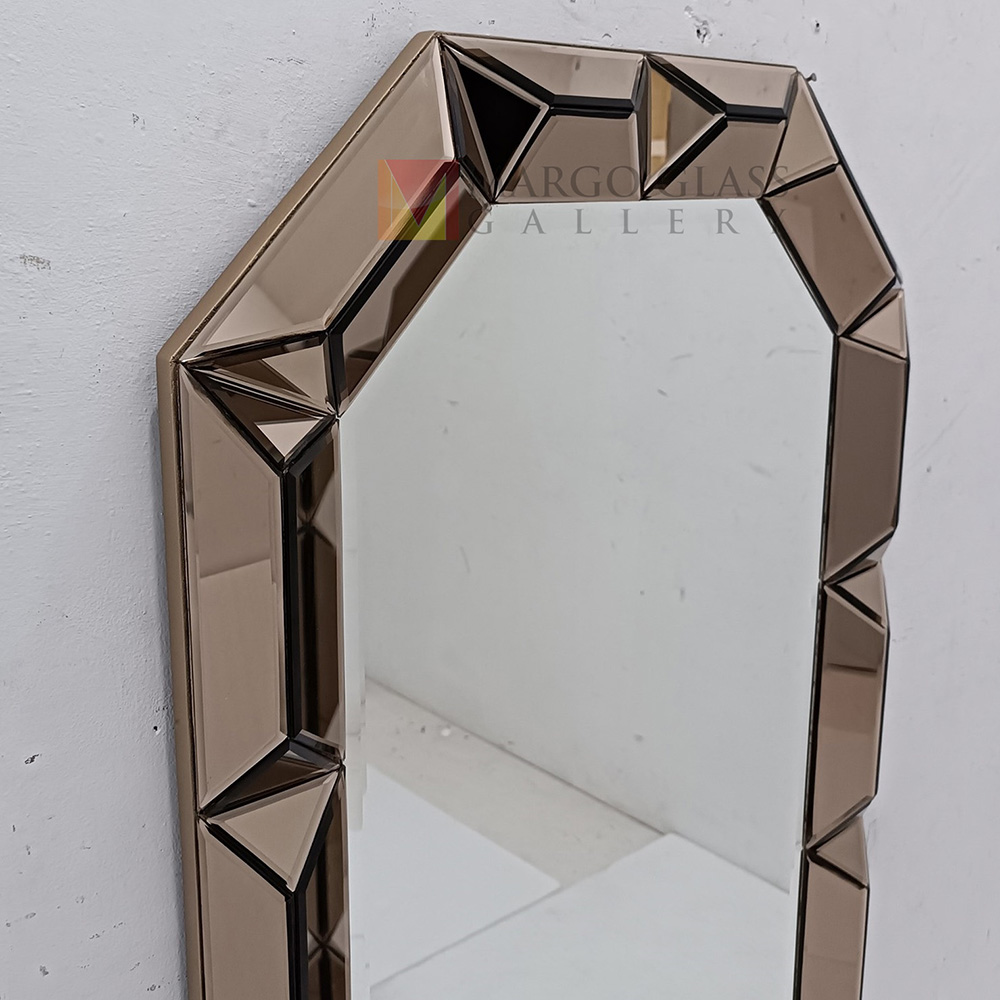Octagonal Wall Mirror Brown 3D MG 004805