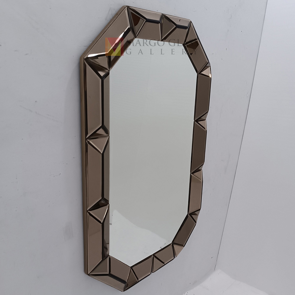 Octagonal Wall Mirror Brown 3D MG 004805