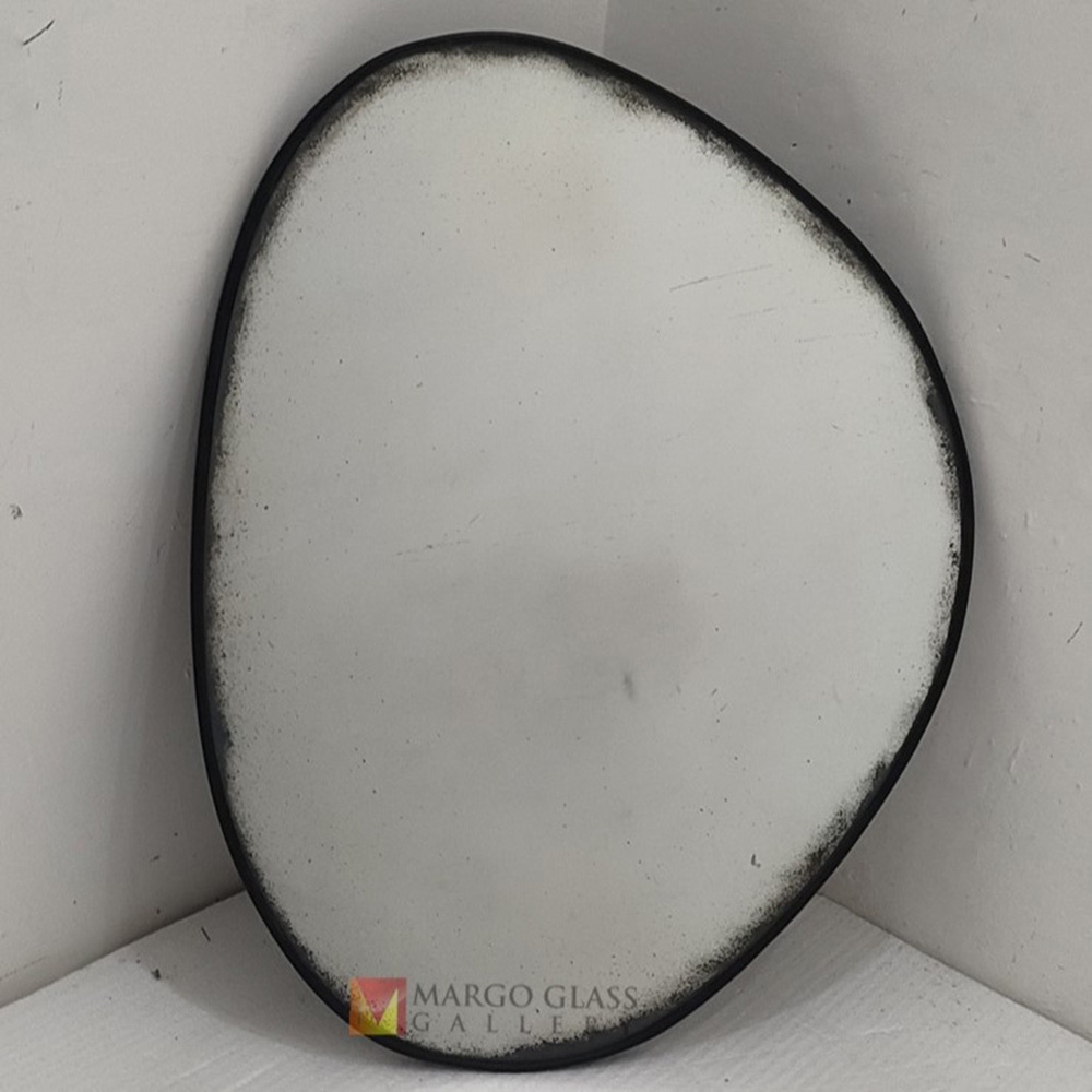 Organic Wall Mirror Antique Black Beaded MG 014522
