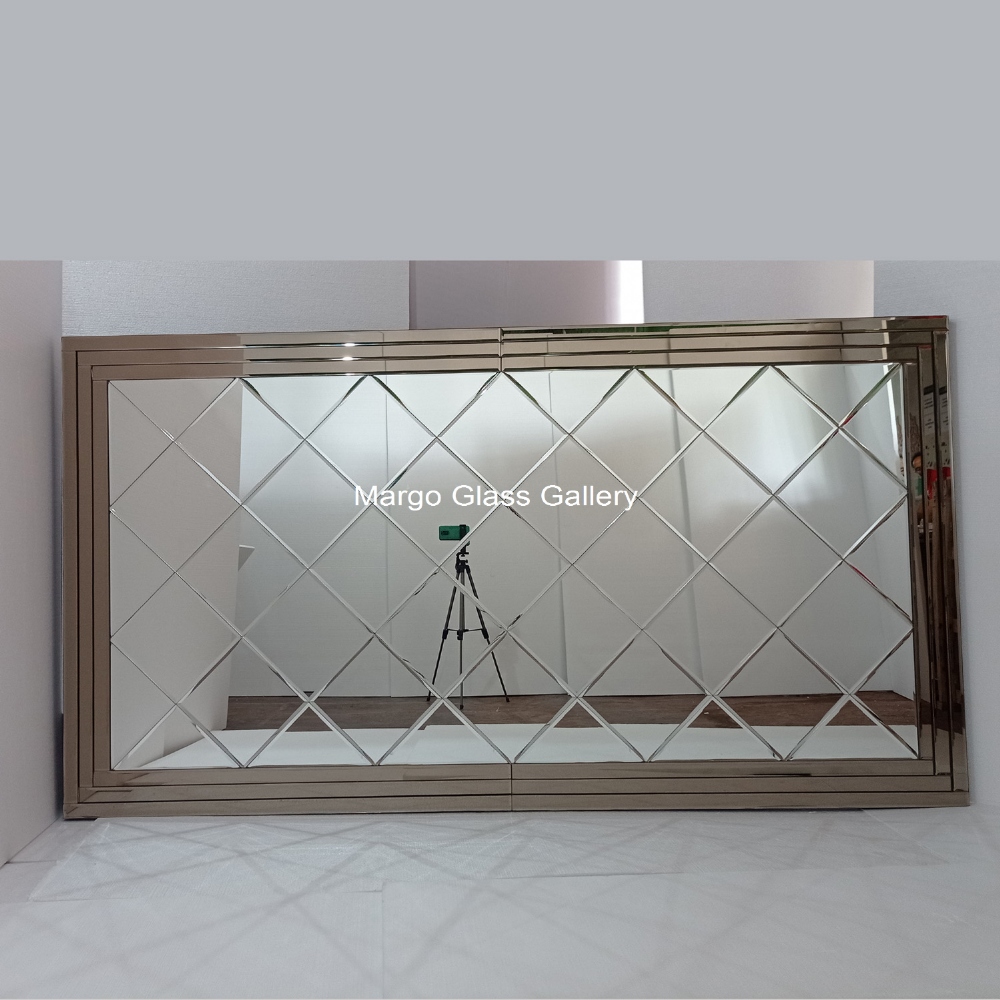 Beveled Mirror Frame Brown Triple MG 004635