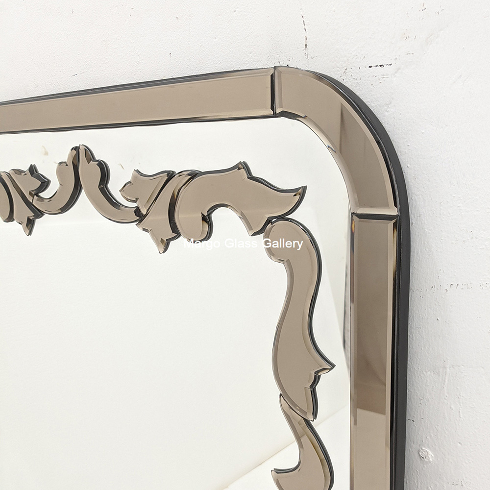 Inlay Brown Silver Rectangular Mirror MG 004744