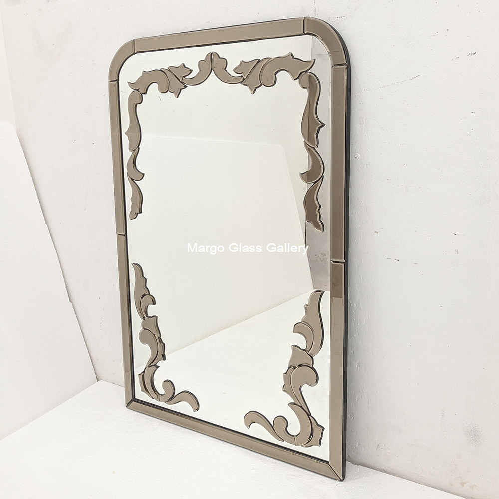 Inlay Brown Silver Rectangular Mirror MG 004744