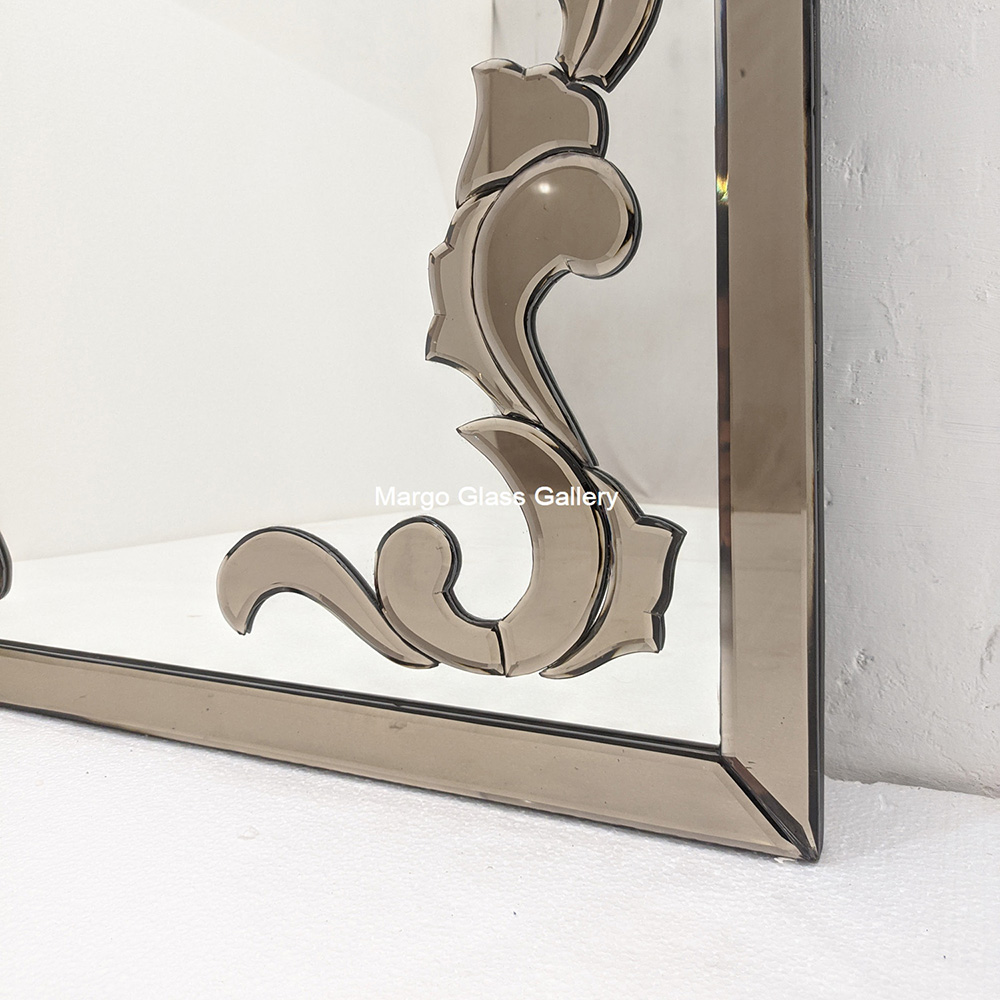 Inlay Brown Silver Rectangular Mirror MG 004744