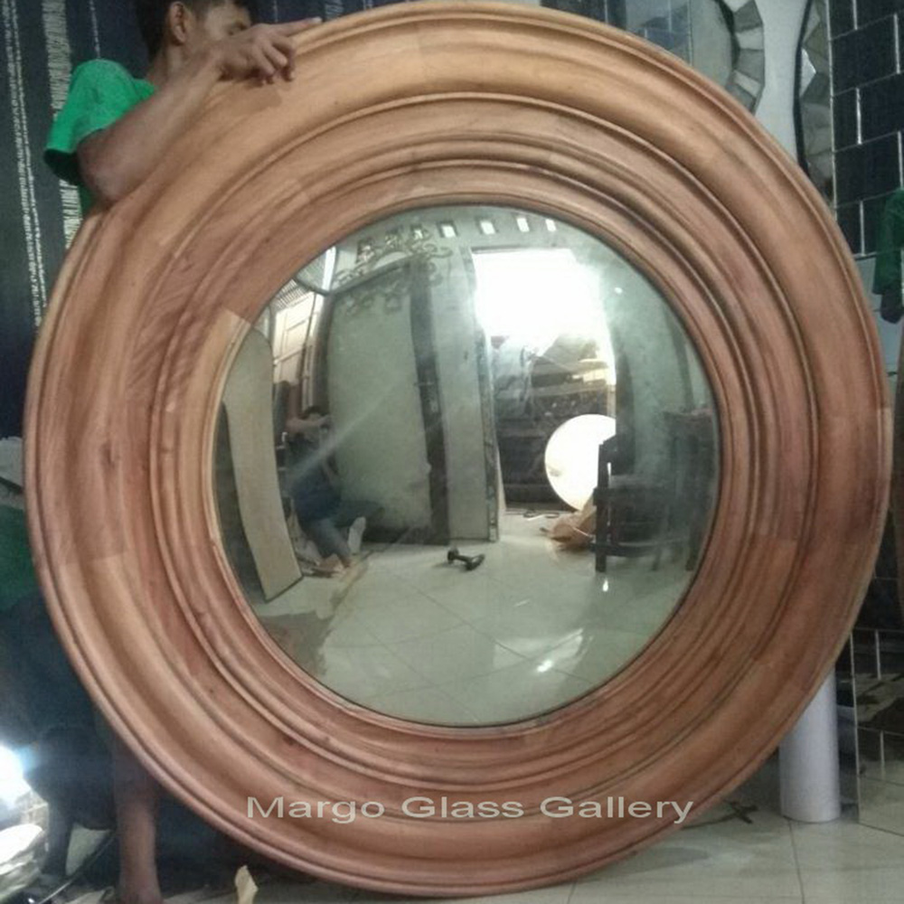 Large Convex Wall Mirror with Wood Frame Brianna MG 050013