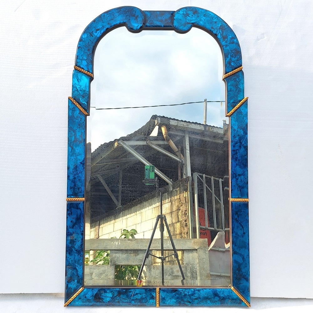 Antique Blue Frame Mirror
