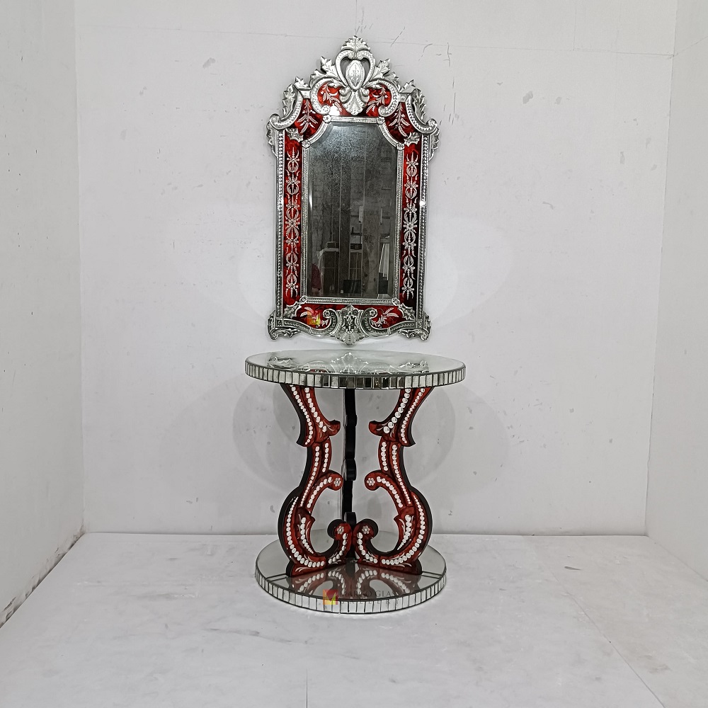 One Set Red Venetian Mirror