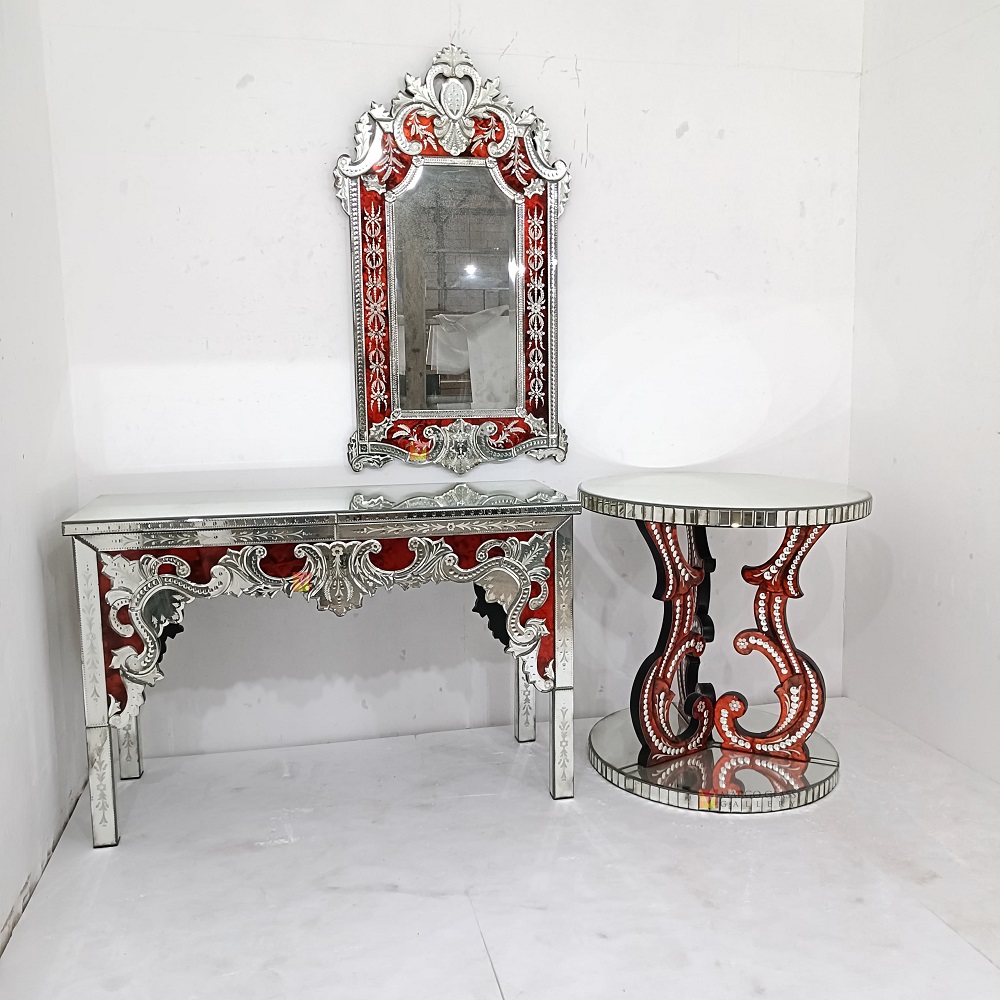 One Set Red Venetian Mirror