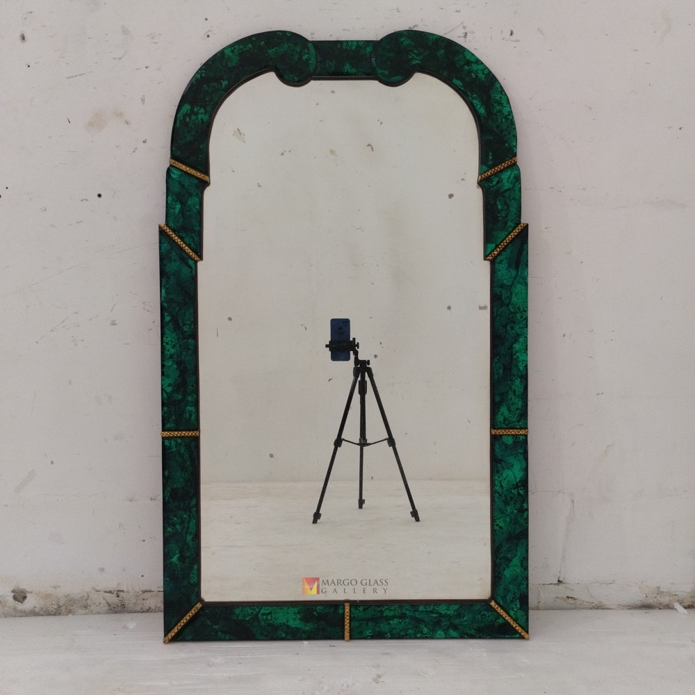 Antique Wall Mirror Green Frame MG 014513