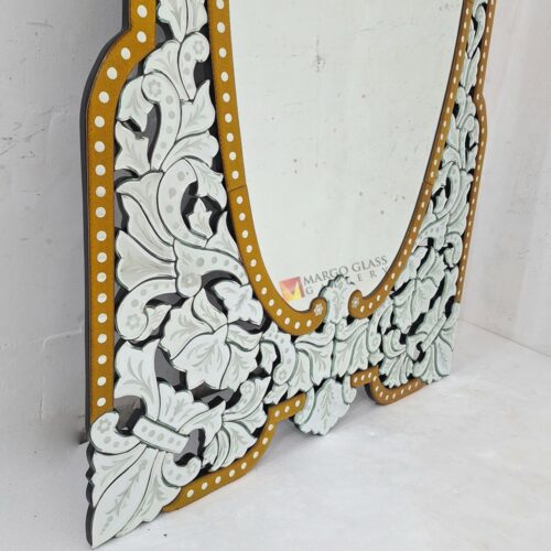 MG 080137 Venetian Mirror Long Full Length Silver 260x115cm – Luxury venetian mirror hand-etched glass with ornate frame handcrafted in Indonesia