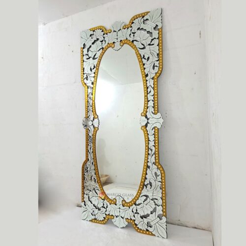 MG 080137 Venetian Mirror Long Full Length Silver 260x115cm – Elegant venetian mirror hand-etched glass with ornate frame handcrafted in Indonesia