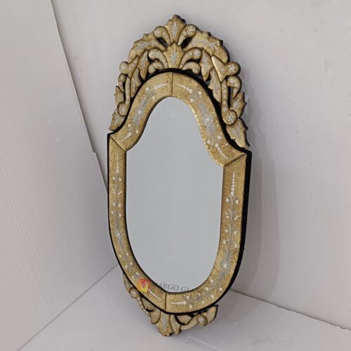 MG 080145 Deti Venetian Small Gold Mirror 80×40 cm (6 – Luxury venetian mirror hand-etched glass with ornate frame handcrafted in Indonesia