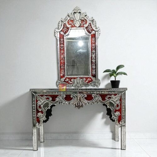 Red Venetian Mirror Table MG 080146