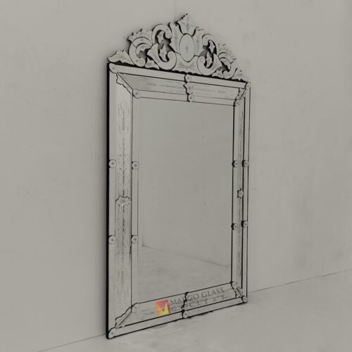 Large Venetian Mirror MG 080148 – Classic large venetian mirror hand-etched glass with gold frame handcrafted in Indonesia