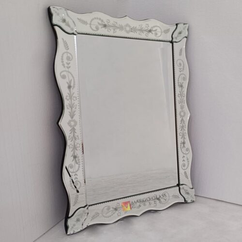 Venetian Mirror Rectangle MG 080150 – Elegant venetian mirror hand-etched glass with ornate frame handcrafted in Indonesia