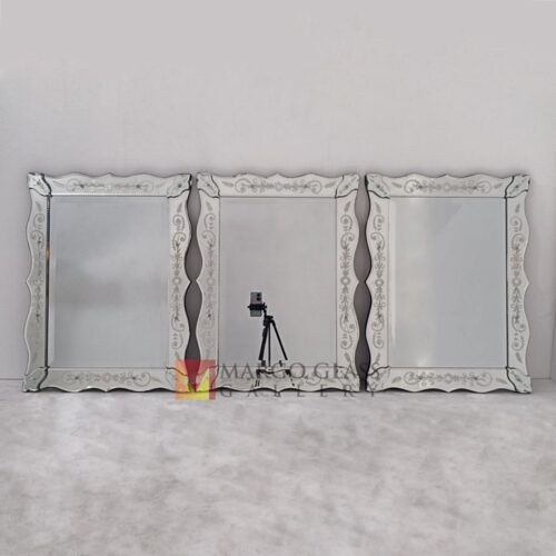 Venetian Mirror Rectangle MG 080150 – Handcrafted venetian mirror hand-etched glass with ornate frame handcrafted in Indonesia