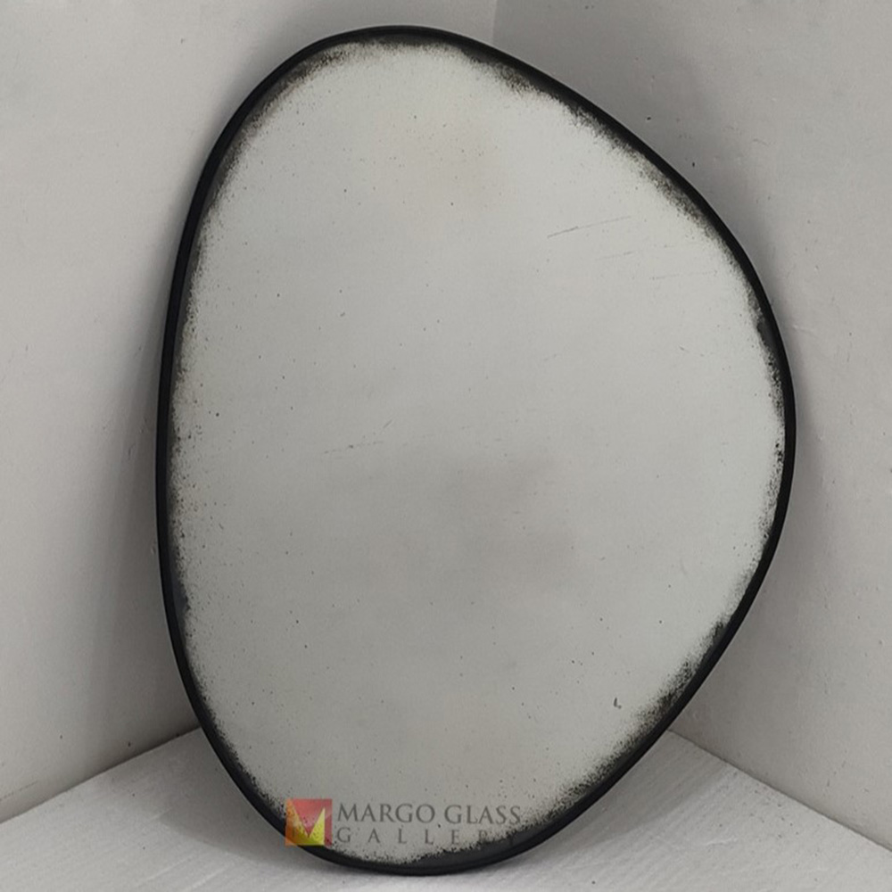 Organic Wall Mirror Antique Black Beaded MG 014522 