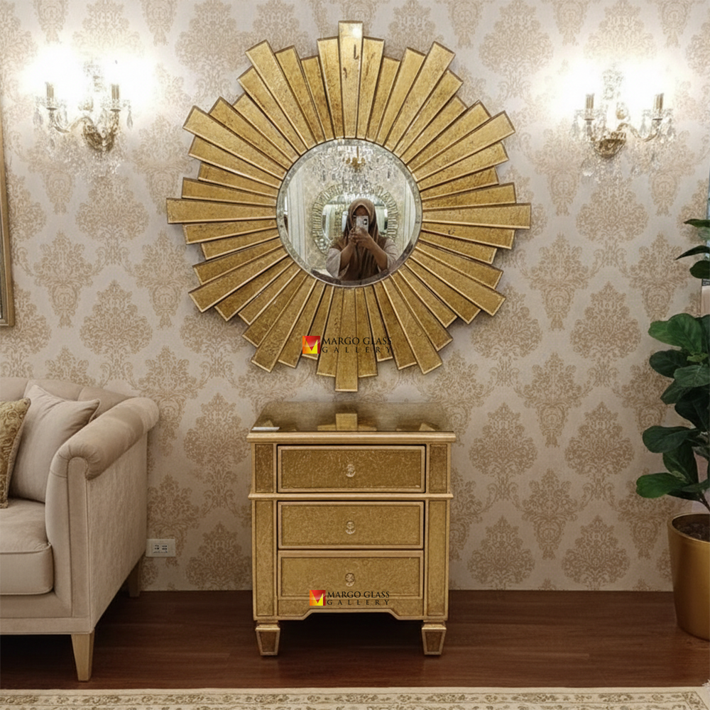 Verre Eglomise Round Mirror Sunburn MG 018100
