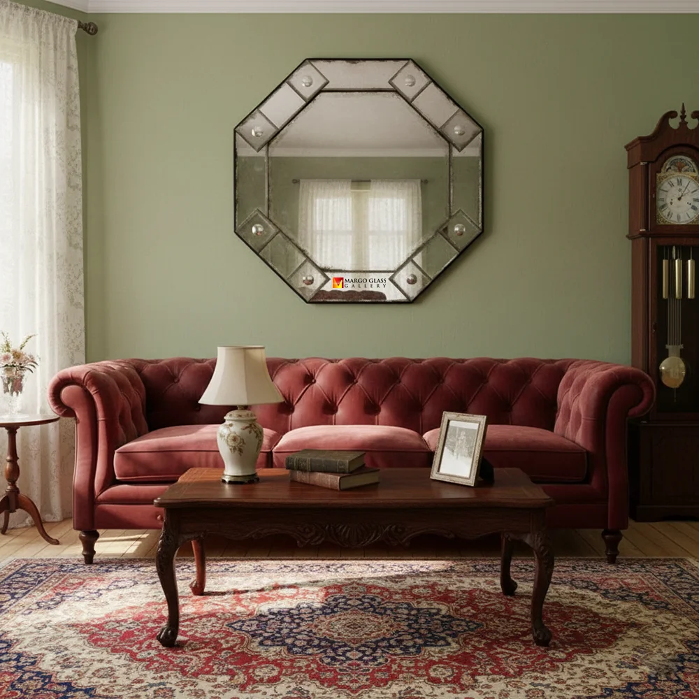 Octagonal Antique Wall Mirror MG 014449
