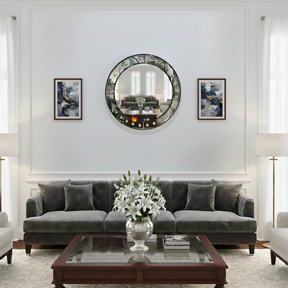 Antique Convex Mirror with bubble Analyse MG 050012