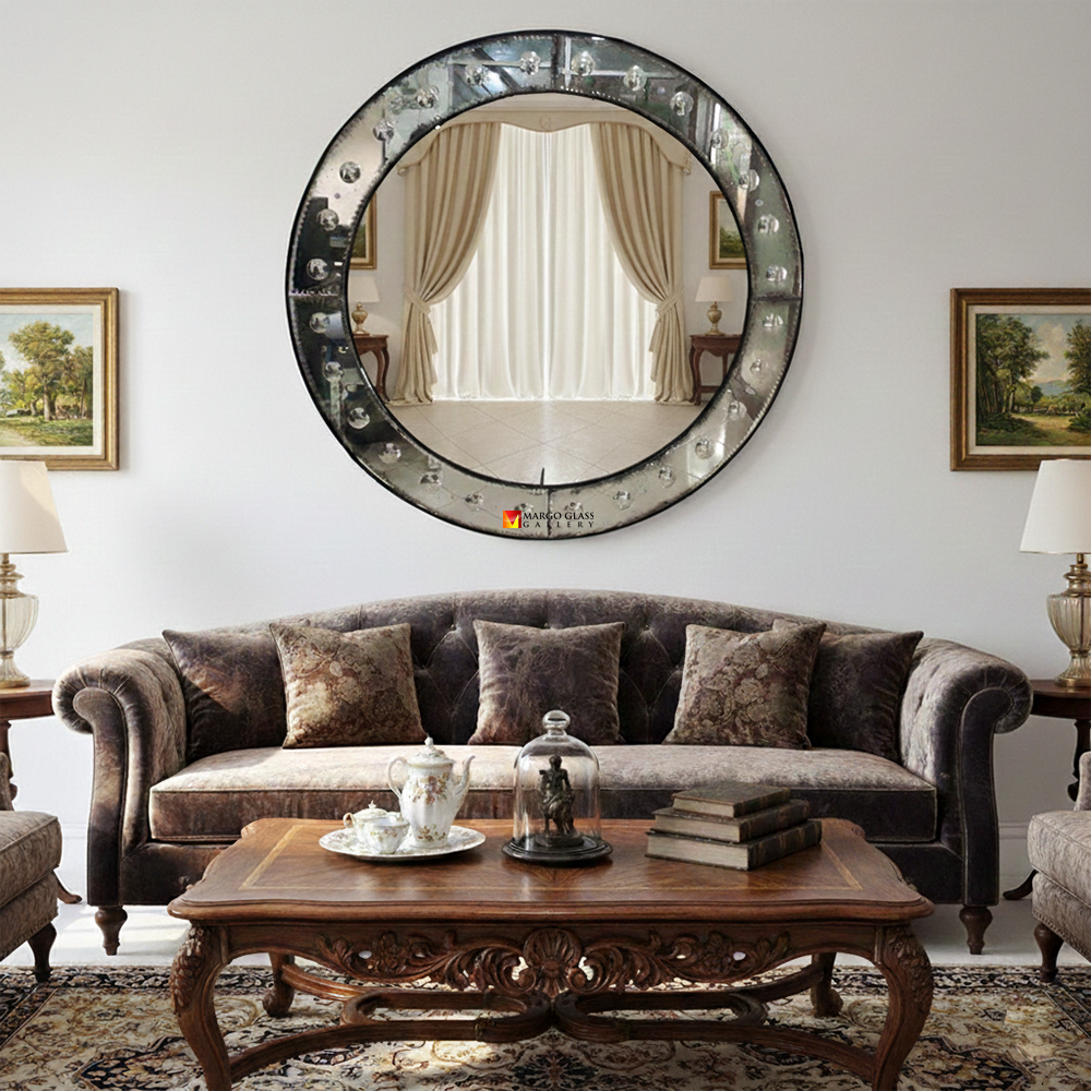 Antique Convex Mirror with bubble Analyse MG 050012