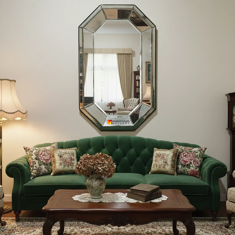 Antique Mirror and Post-Minimalism, When Visual Simplicity Begins to Evolve Antiqued Mirror Octagonal MG 014300