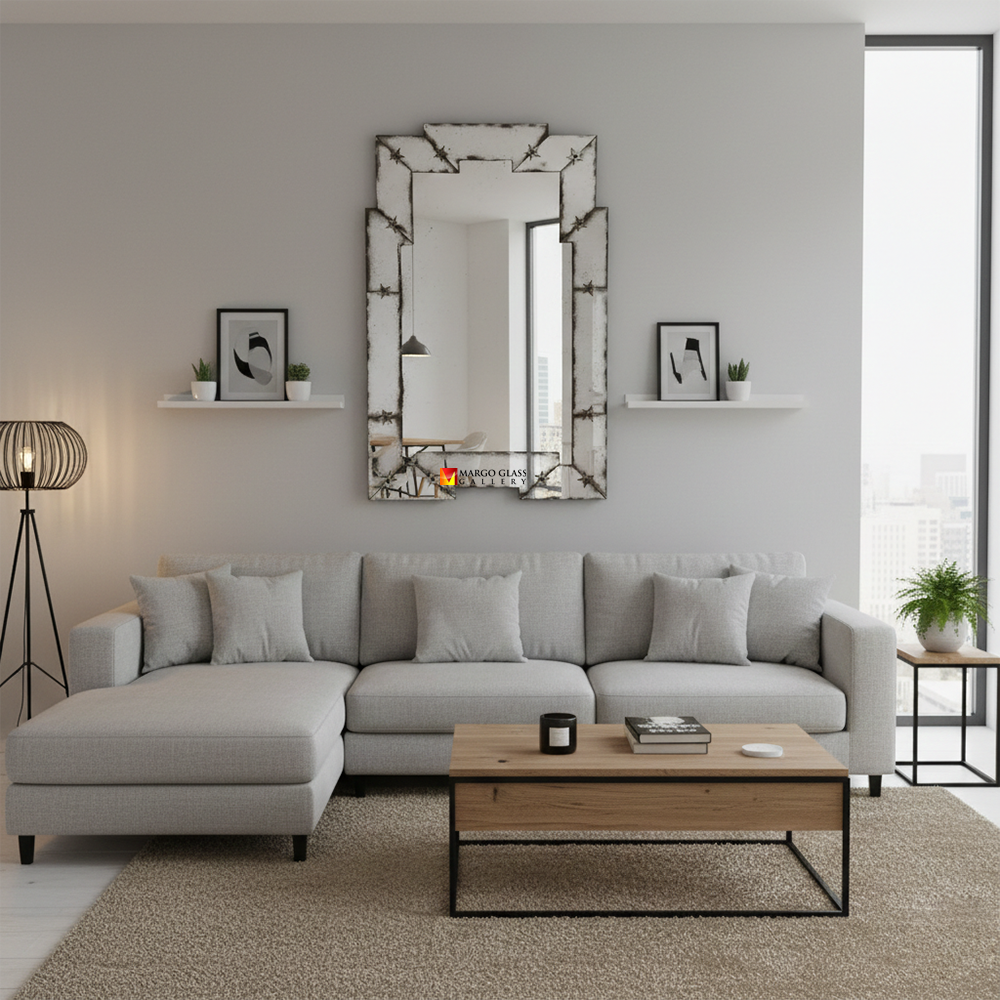 Large Silver Antique Wall Mirror MG 014517