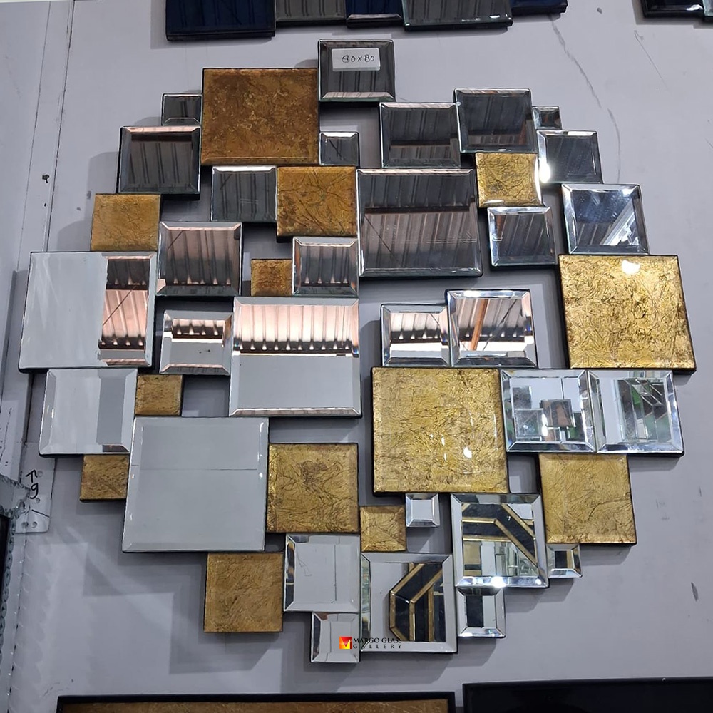 Contemporary Eglomise Mirror as a Wall Sculpture for Art Galleries and Art Spaces