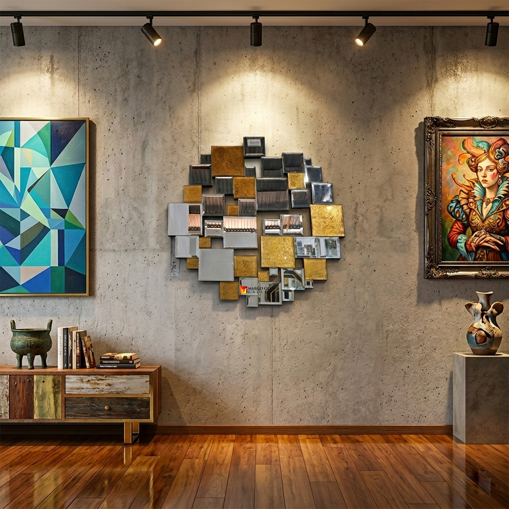 Square Wall Decor Eglomise Silver MG 018104
