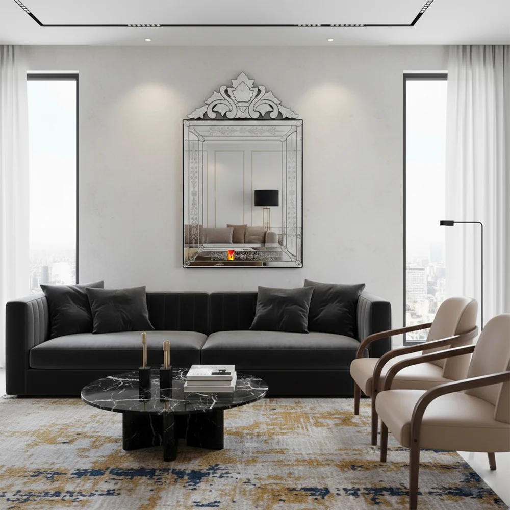 Rectangle Venetian Mirror, The Secret to a More Refined Private Lounge or Sitting Room! Venetian Mirror MG 001077 Rectangle
