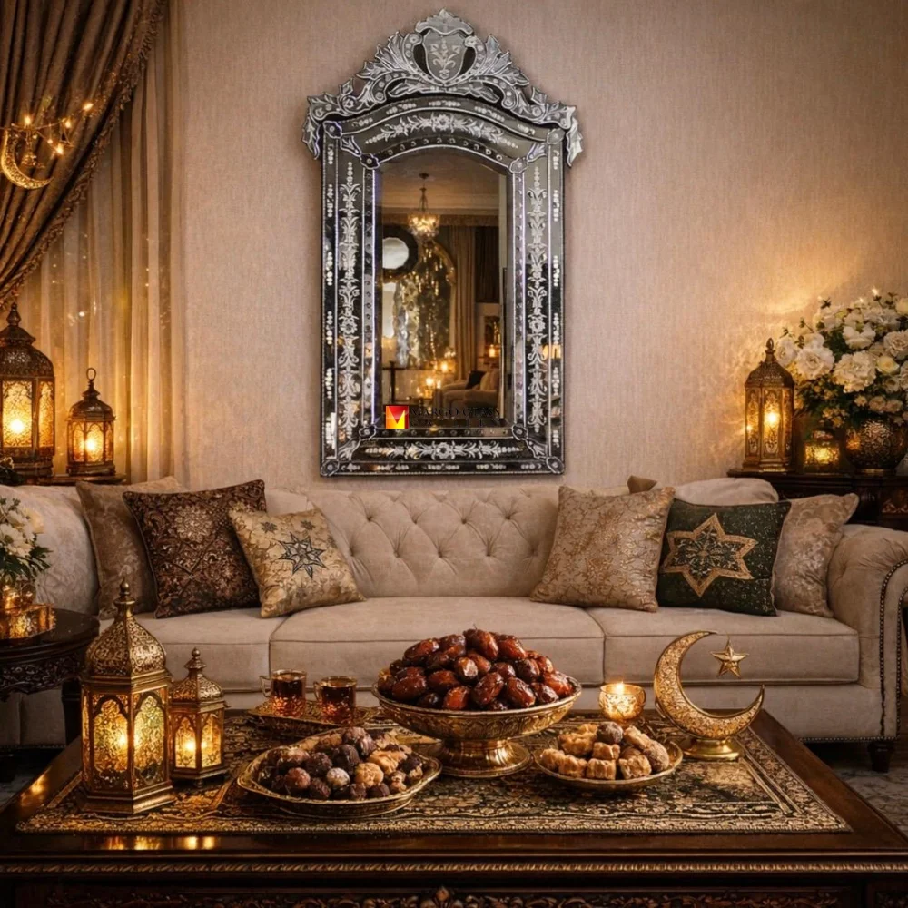 Luxury Venetian Mirror as a Symbol of Serenity and Light During Ramadan Venetian Mirror Petra MG 080042