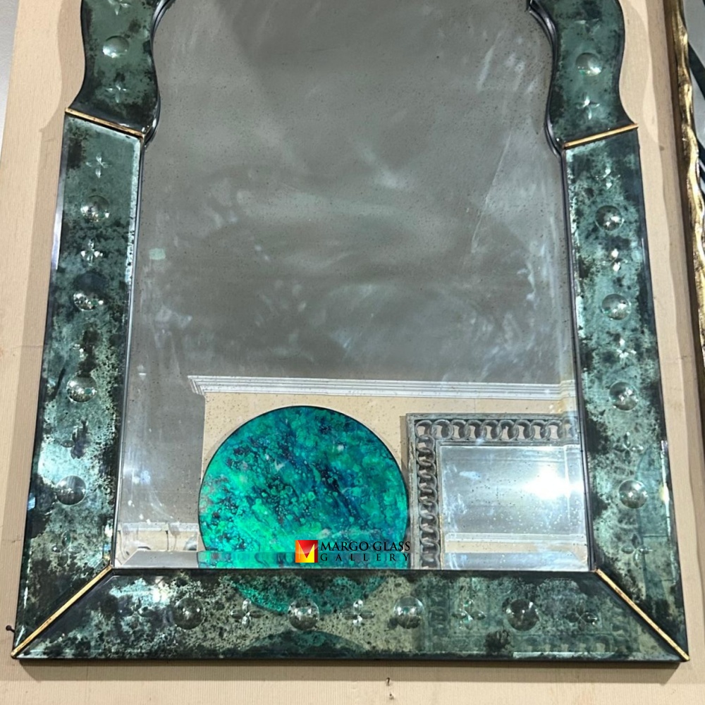 Antique Wall Mirror Green Frame MG 014513