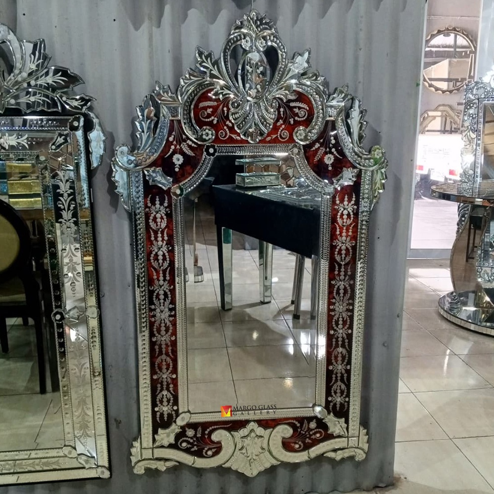 Red Venetian Mirror in Eclectic Living Space, A Mirror or a Work of Art?